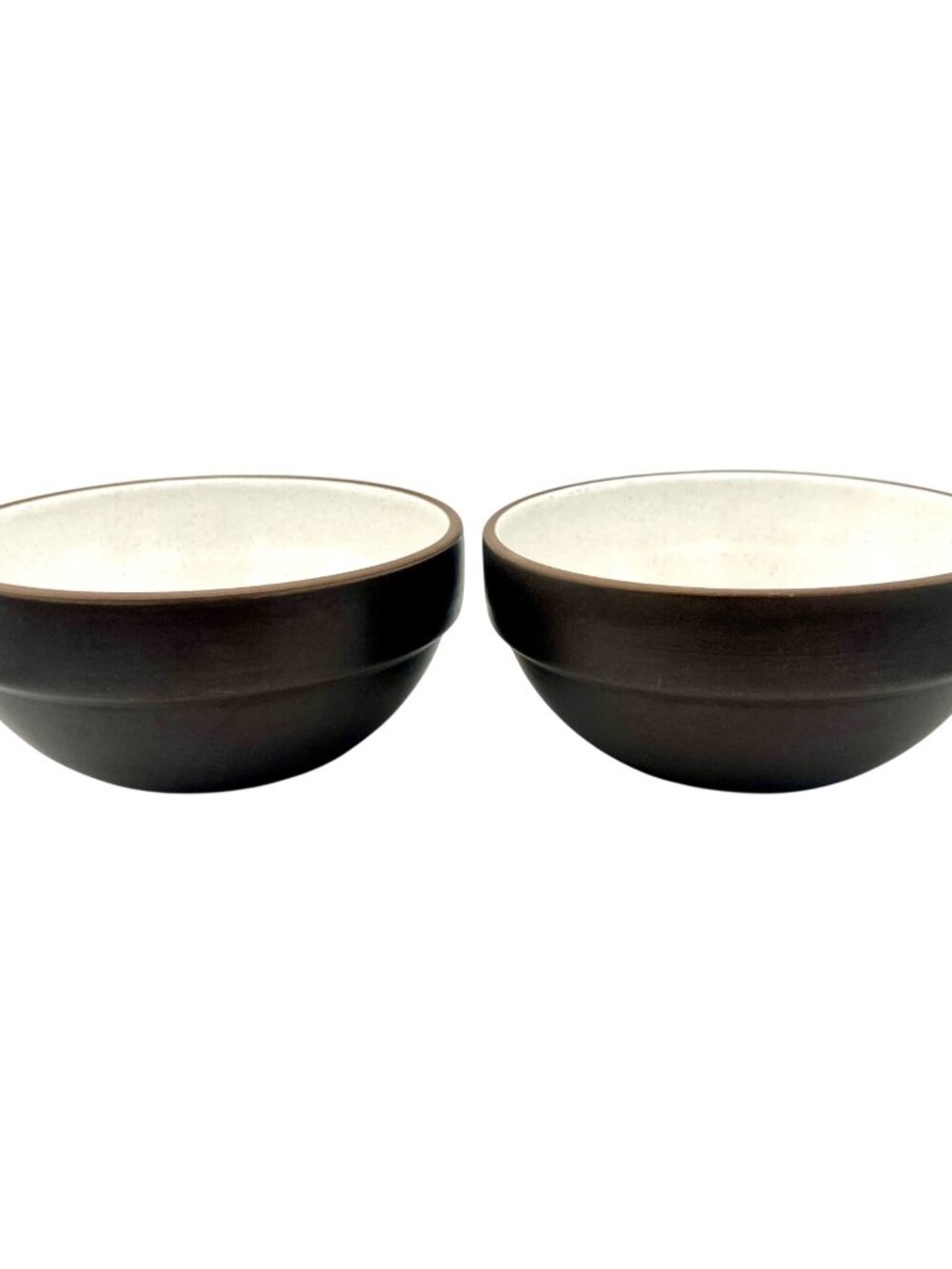 Vintage Heath Ceramics Pottery Bowls Set Of 2 Brown White 5.5” Stacking Cereal - Picture 2 of 9